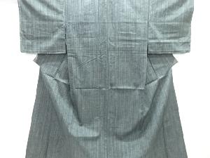 未使用品　縞織り出し手織り紬単衣着物